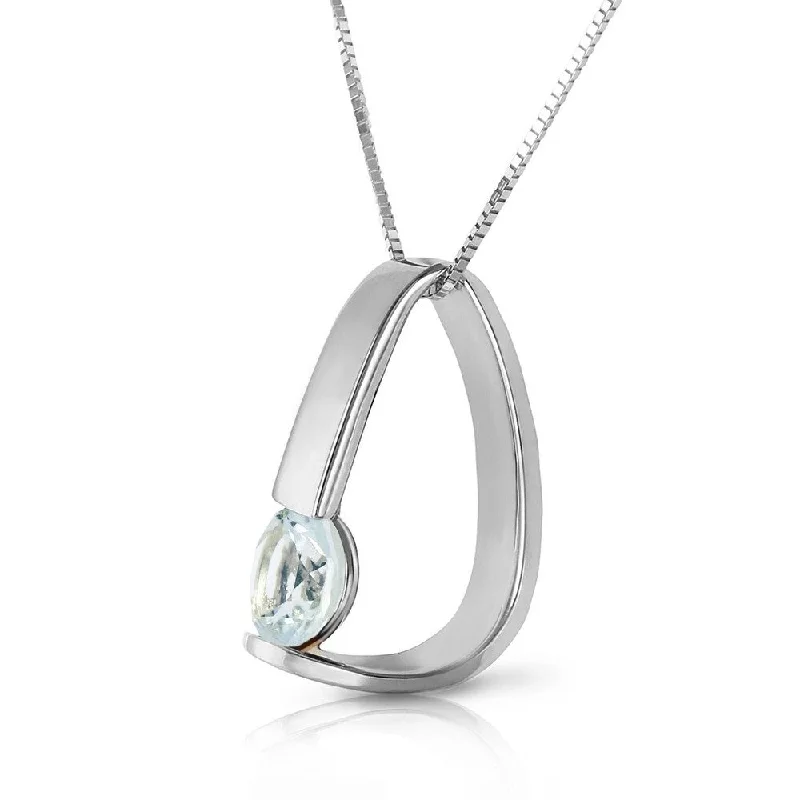 personalized zodiac necklace for women -14K Solid White Gold Modern Necklace with Natural Aquamarine