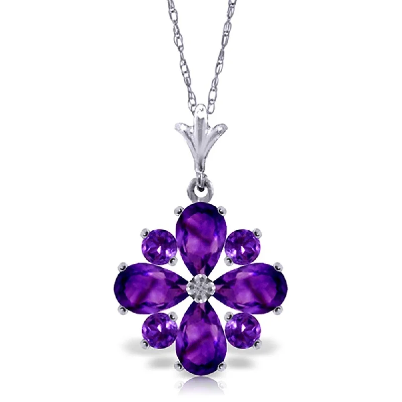 vintage silver pendant necklace for women -2.43 Carat 14K White Gold Winter Twilight Amethyst Necklace