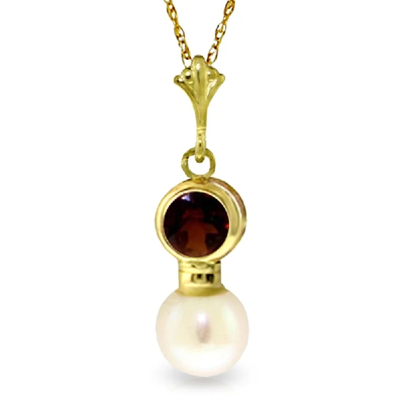 star charm necklace for women -2.48 Carat 14K Gold Immortality Garnet Pearl Necklace