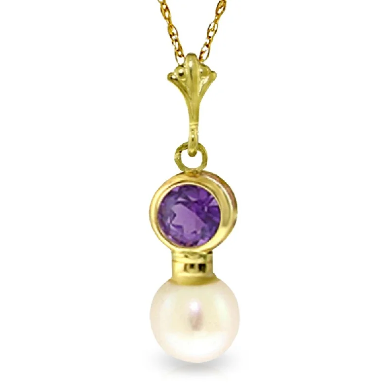 opal pendant necklace for women -2.48 Carat 14K Gold Necklace Amethyst Pearl