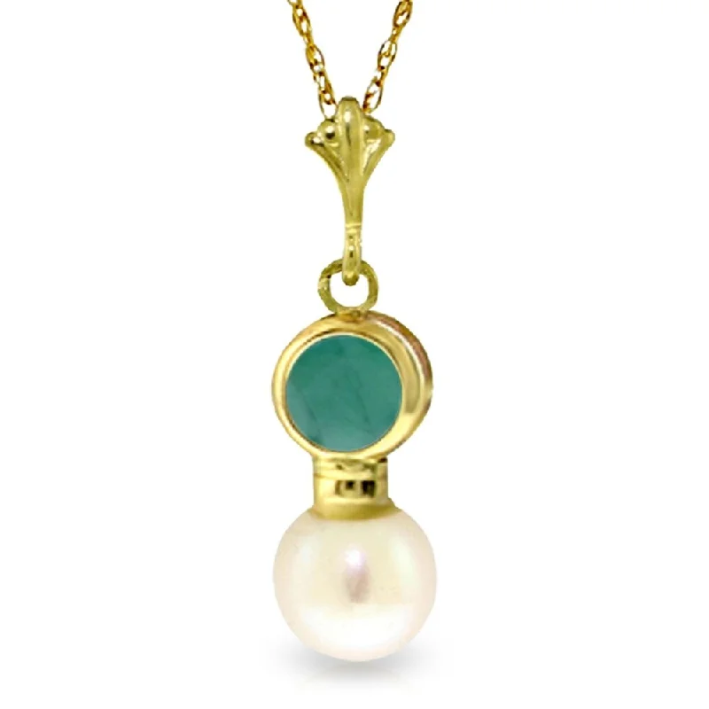 silver name necklace for women -2.48 Carat 14K Gold Necklace Emerald Pearl