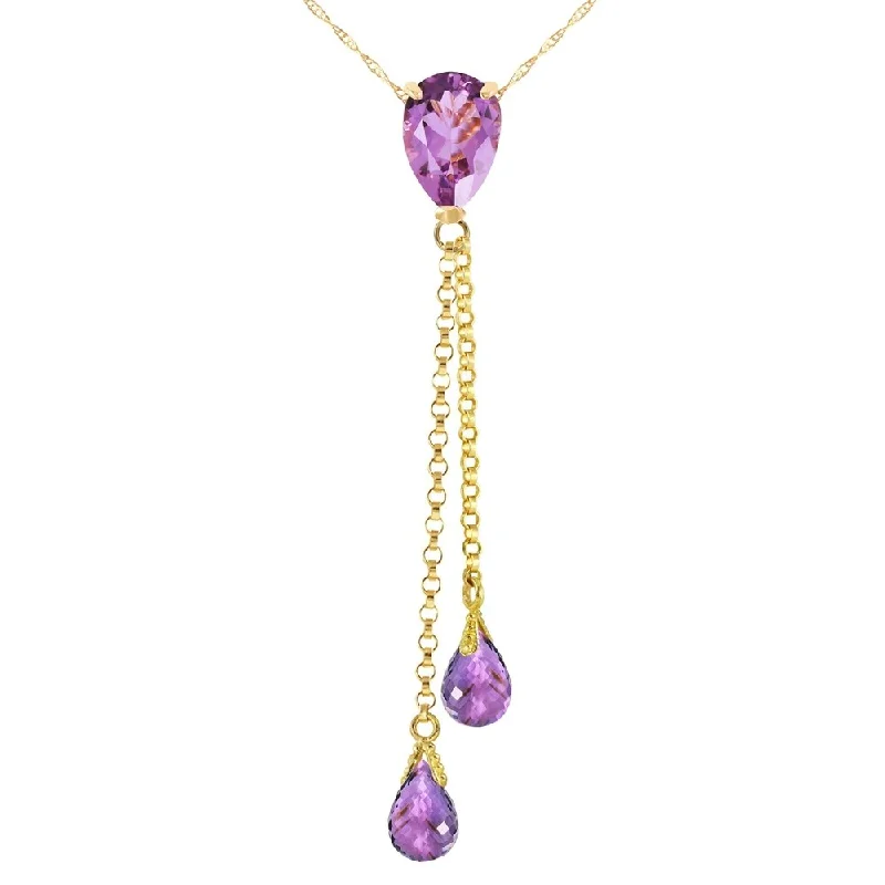 elegant diamond necklace for women -3.75 Carat 14K Gold Necklace Purple Amethyst