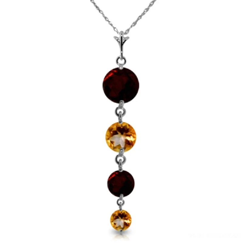 infinity pendant necklace for women -3.9 Carat 14K White Gold Necklace Natural Garnet Citrine