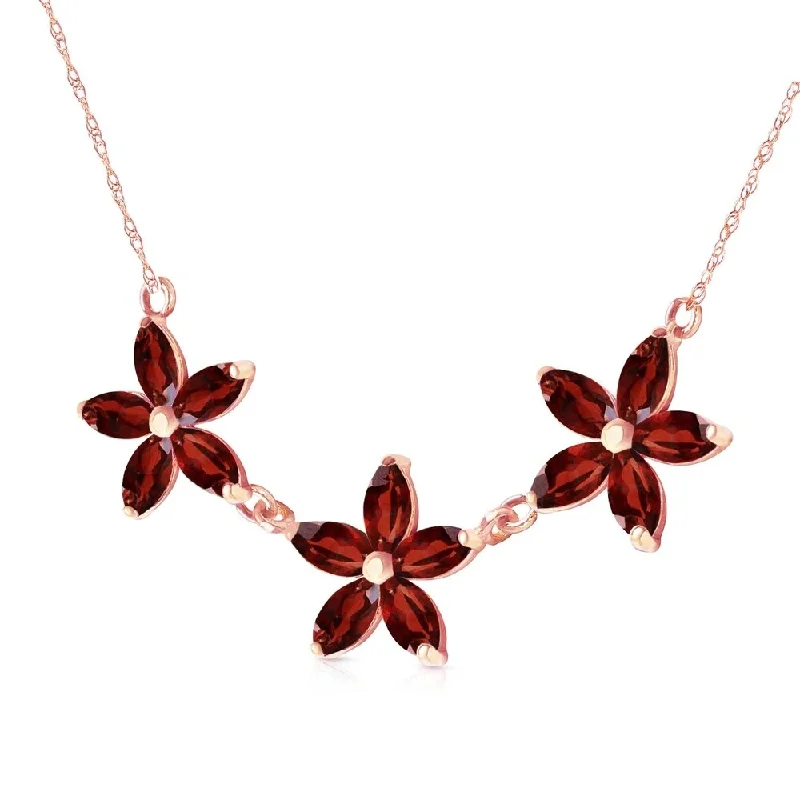 birthstone pendant necklace for moms -4.2 Carat 14K Solid Rose Gold Necklace Natural Garnet