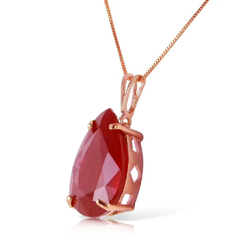 silver pendant necklace for women -5 Carat 14K Solid Rose Gold Teardrop Ruby Necklace