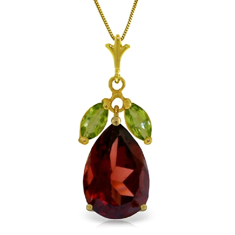 rose gold heart necklace for women -6.5 Carat 14K Gold Necklace Garnet Peridot