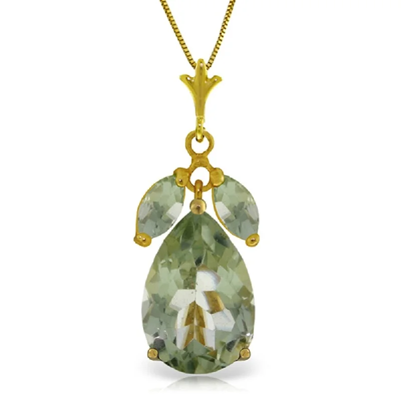 moon pendant necklace for women -6.5 Carat 14K Gold Storm Approaching Green Amethyst Necklace