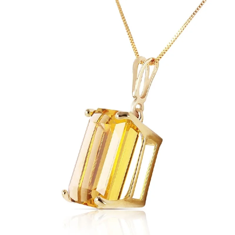 silver teardrop necklace for women -6.5 Carat 14K Solid Gold Necklace Octagon Citrine