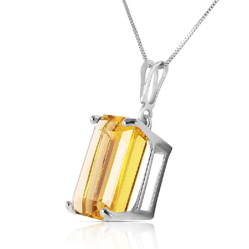 boho style layered necklace for women -6.5 Carat 14K Solid White Gold Necklace Octagon Citrine