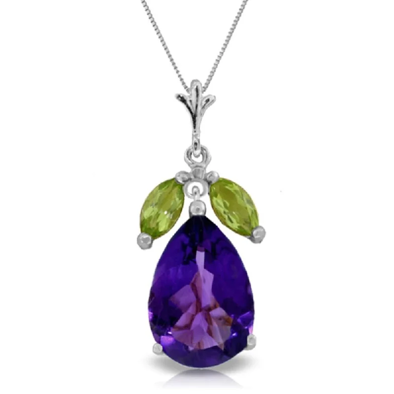 pearl choker necklace for brides -6.5 Carat 14K White Gold 10 Minutes Early Amethyst Peridot Necklace