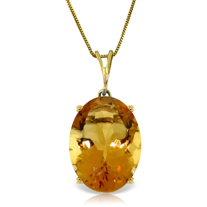 unique name necklace for women -6 Carat 14K Gold Necklace Oval Citrine