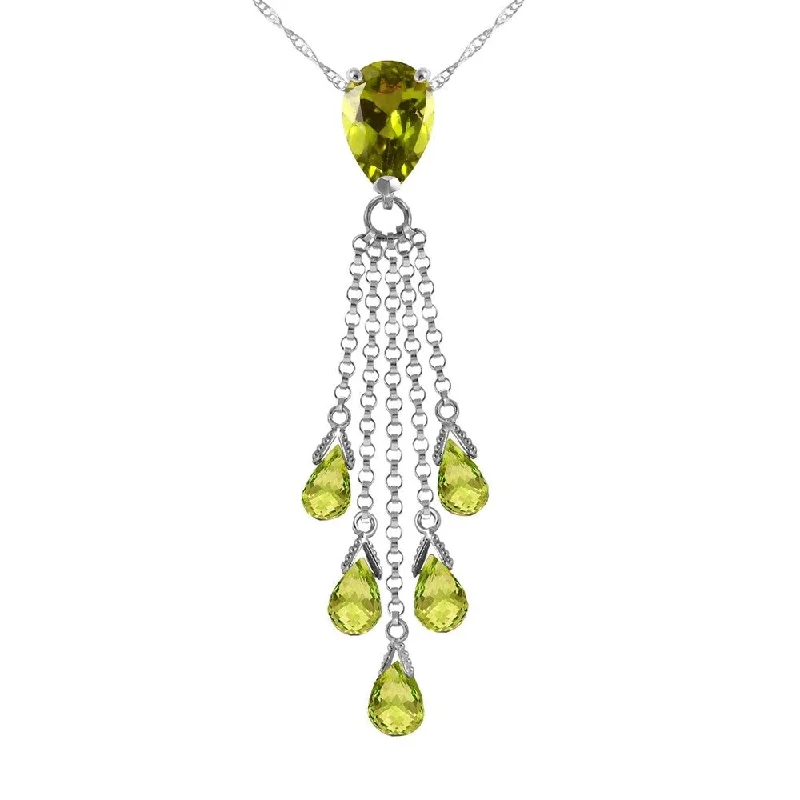 crystal quartz necklace for women -7.5 Carat 14K White Gold Necklace Briolette Peridot