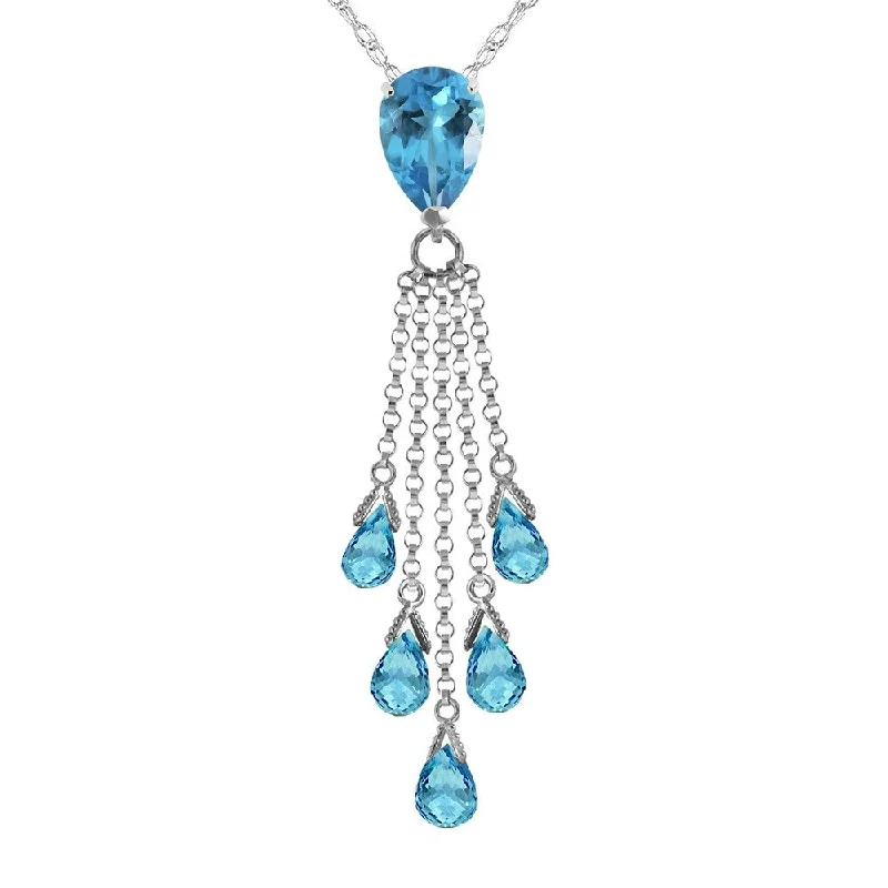 star charm necklace for women -7.5 Carat 14K White Gold Tip of My Tongue Blue Topaz Necklace