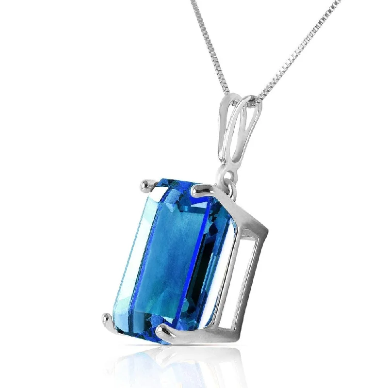 crystal quartz necklace for women -7 Carat 14K Solid White Gold Necklace Octagon Blue Topaz