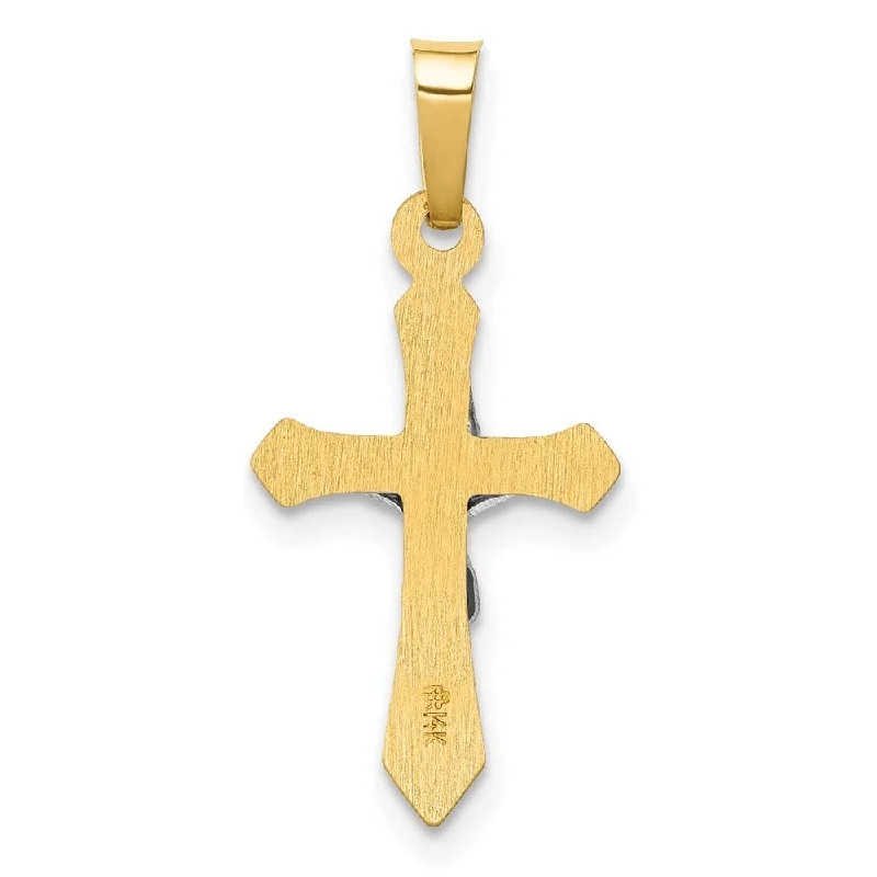 unique initial pendant necklace for women -Diamond2Deal 14K Two-Tone Gold INRI Crucifix Cross Pendant (L- 24 mm, W- 11.5 mm)