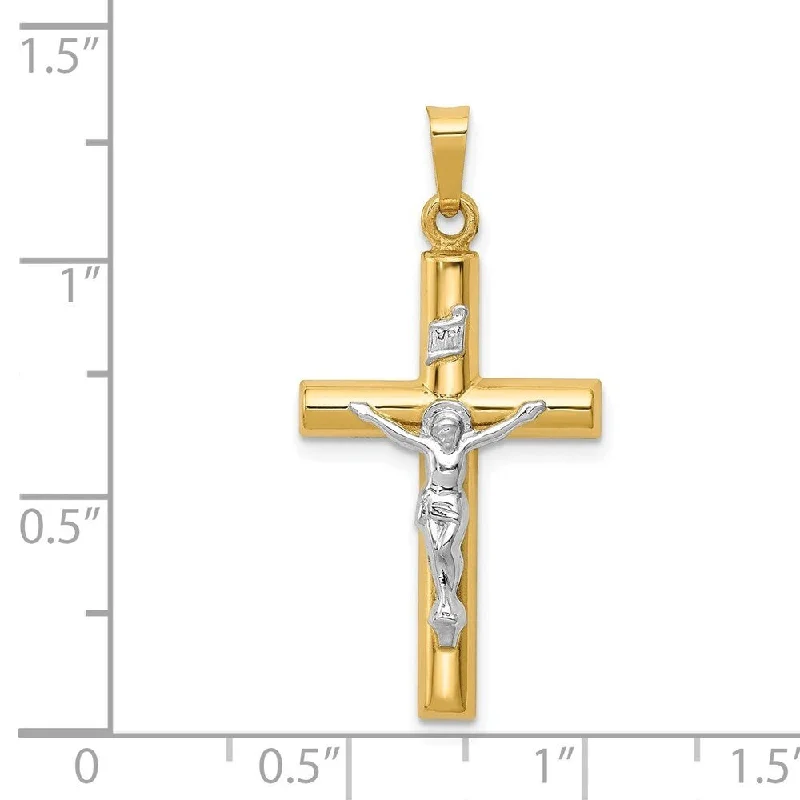 infinity love necklace for women -Diamond2Deal 14k White and Yellow Gold INRI Hollow Crucifix Pendant (L- 33 mm, W- 17 mm)