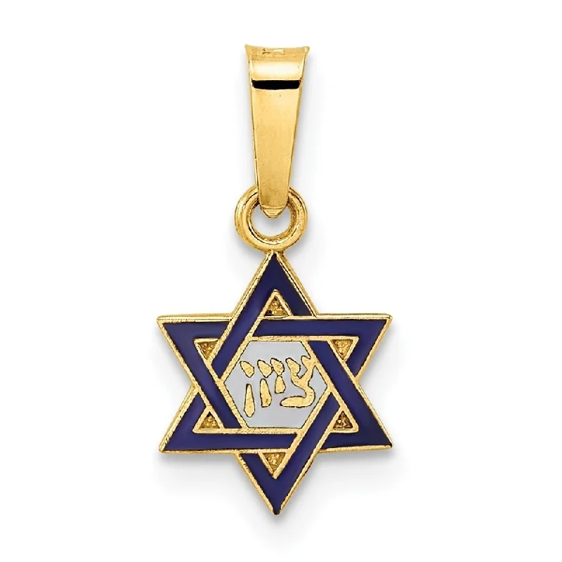 rose gold coin necklace for women -Diamond2Deal 14K Yellow Gold and Enameled Solid Star of David Pendant, (L-16.65mm, W-8.33mm)