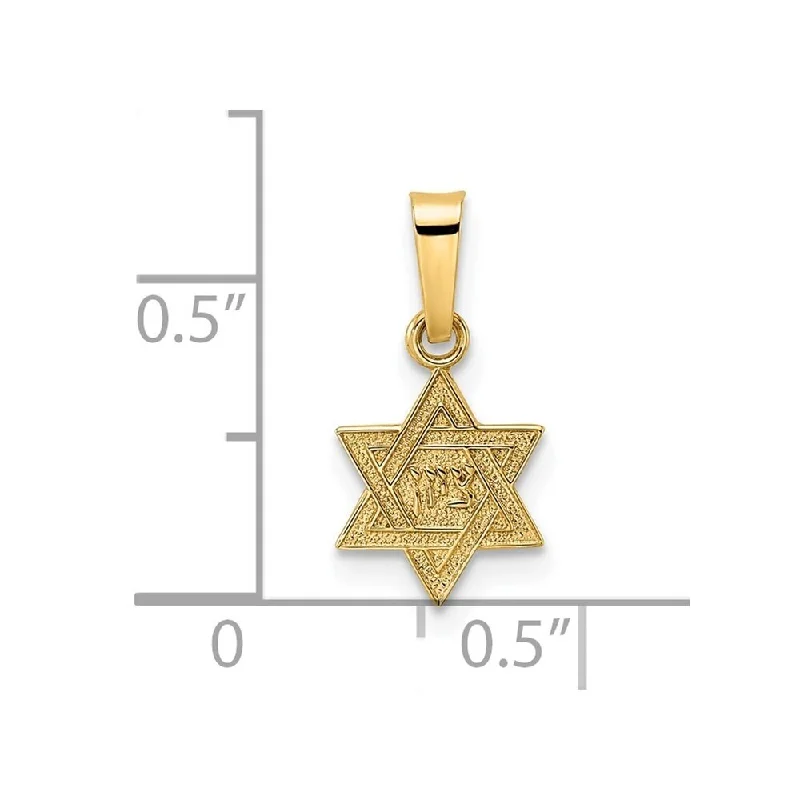 moon pendant necklace for women -Diamond2Deal 14K Yellow Gold and Textured Solid Star of David Pendant (L-16.6mm, W-8.4mm)