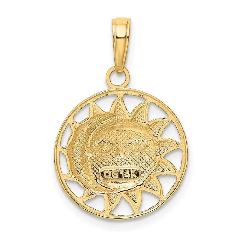 custom engraved pendant necklace for women -Diamond2Deal 14K Yellow Gold and White Gold Rhodium Sun and Moon Charm