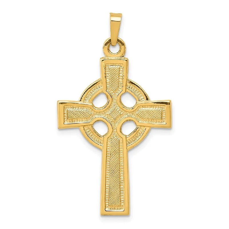 minimalist necklace for women -Diamond2Deal 14K Yellow Gold Celtic Cross Pendant (L- 37 mm, W- 21 mm)