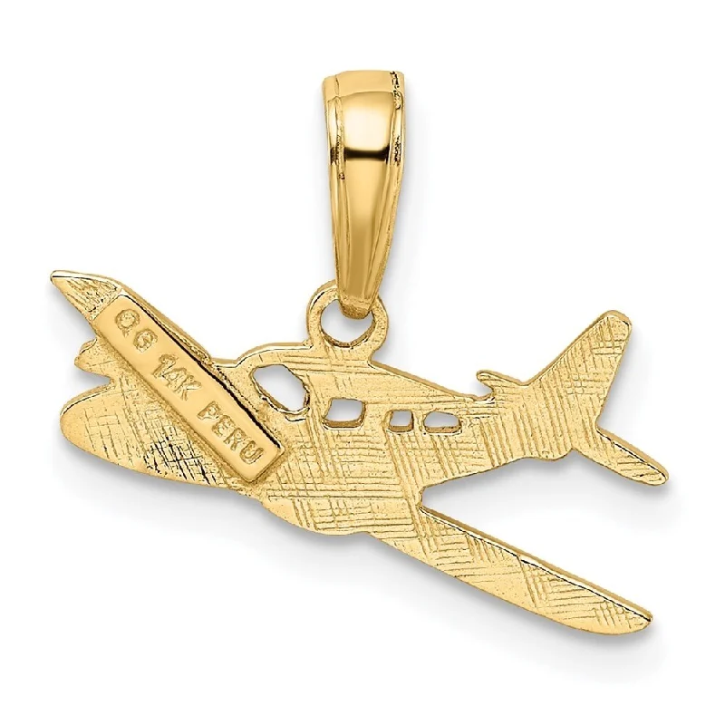 gold bar necklace for women -Diamond2Deal 14K Yellow Gold Cessna Plane Pendant (L- 12 mm, W- 19 mm)