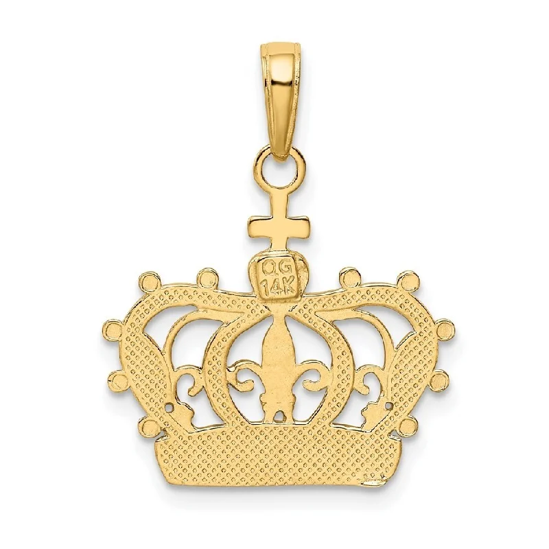 crystal pendant necklace for layering -Diamond2Deal 14K Yellow Gold Crown Pendant (L- 25 mm, W- 20 mm)