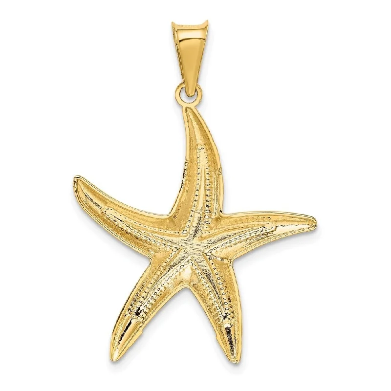 custom engraved name necklace for men -Diamond2Deal 14K Yellow Gold Diamond Cut Polished Starfish Pendant