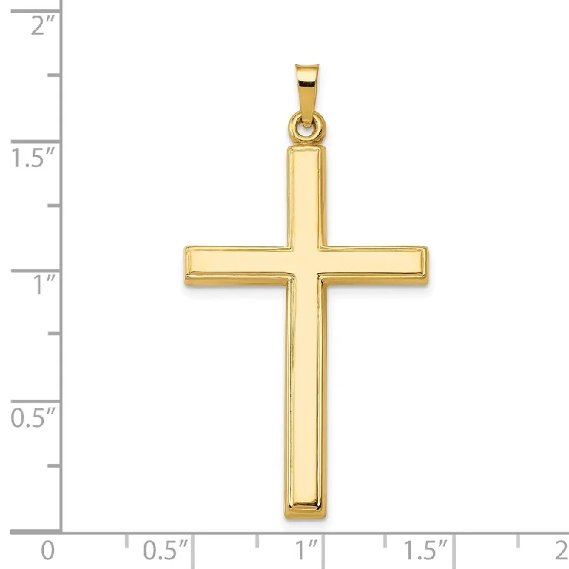 vintage style pendant necklace for women -Diamond2Deal 14K Yellow Gold Hollow Cross Pendant (0.13ct, L- 44 mm, W- 23 mm)