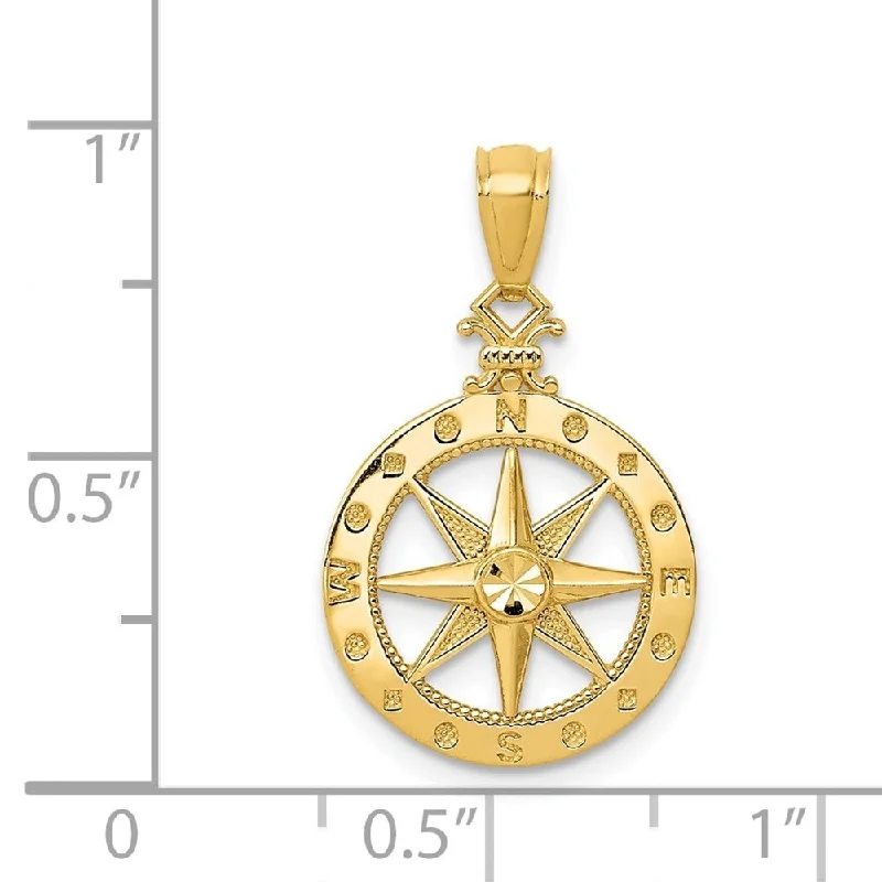 personalized charm necklace for women -Diamond2Deal 14K Yellow Gold Polished Compass Pendant