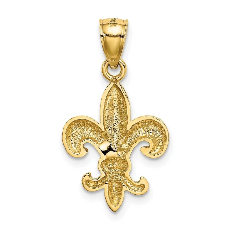 elegant gemstone necklace for weddings -Diamond2Deal 14K Yellow Gold Polished Fleur de Lis Pendant (L- 25 mm, W- 14.1 mm)