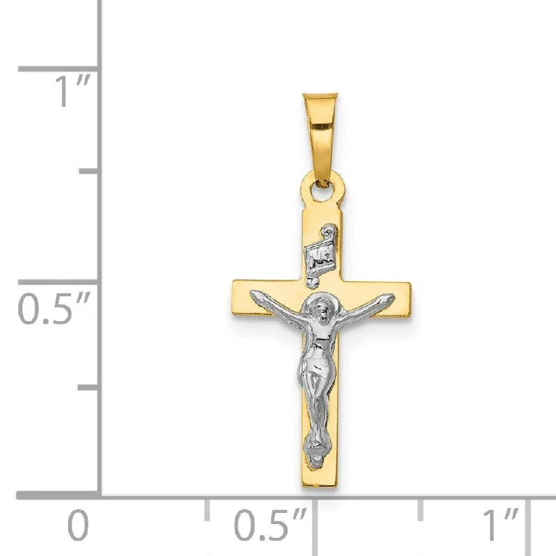 personalized charm necklace for women -Diamond2Deal 14K Yellow Gold Polished INRI Crucifix Cross Pendant (L- 24 mm, W- 11.5 mm)