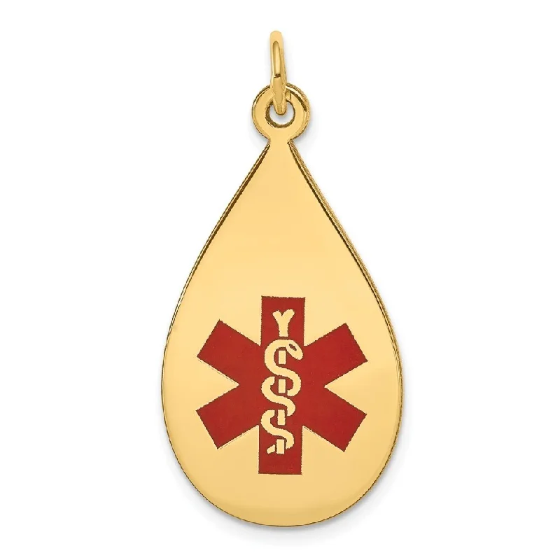 multi-strand necklace for women -Diamond2Deal 14K Yellow Gold Red Enamel Medical Jewelry Pendant