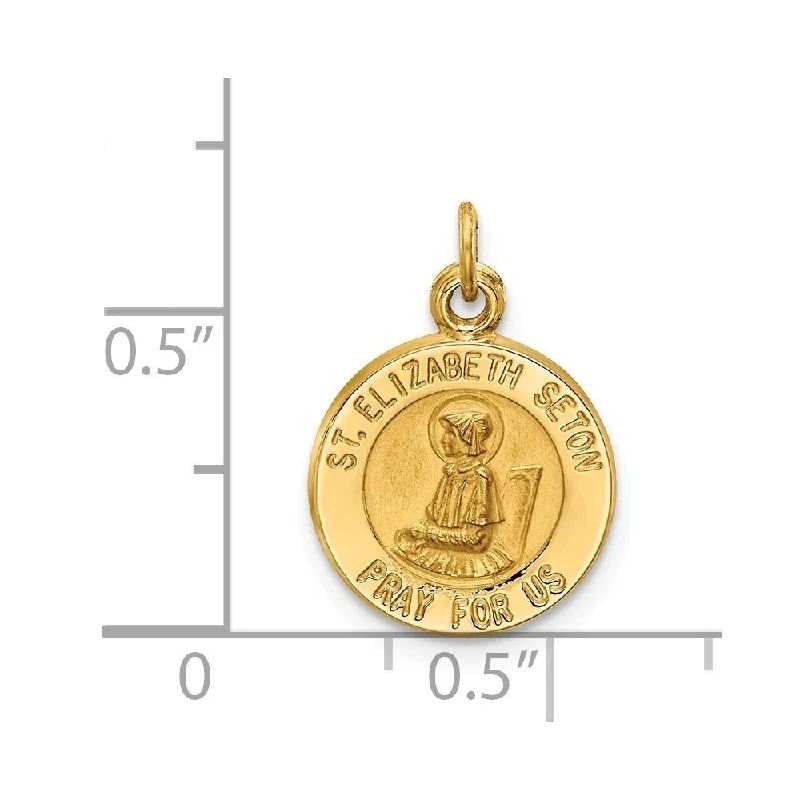 personalized pendant necklace for women -Diamond2Deal 14K Yellow Gold Saint Elizabeth Seton Medal Pendant (L- 17.75 mm, W- 12.5 mm)