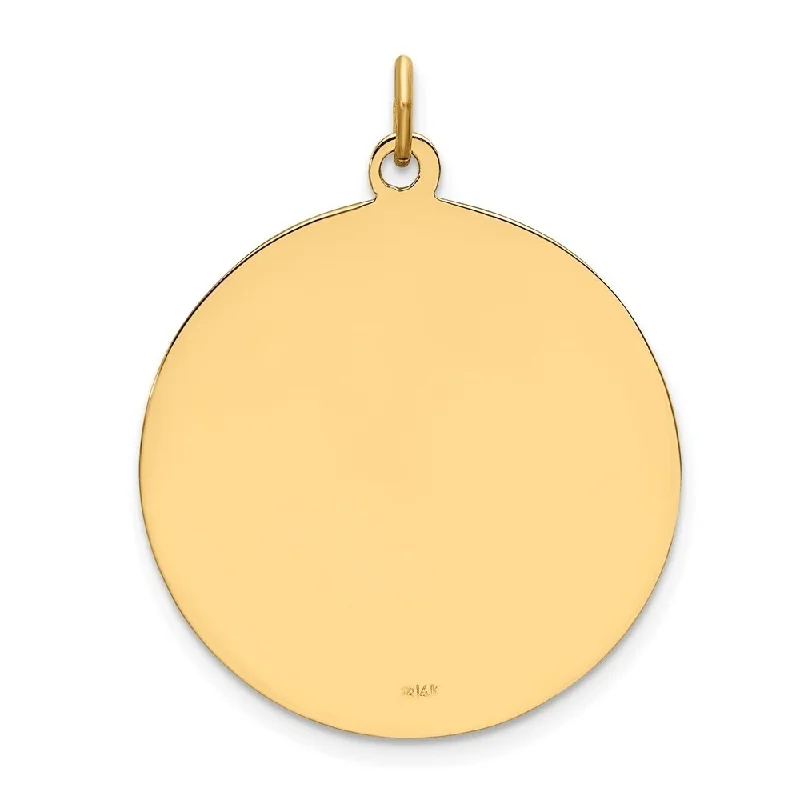 luxury gold necklace for women -Diamond2Deal 14K Yellow Gold Satin Medium Round Disc St. Christopher Medal (L- 30.75 mm, W- 24.4 mm)