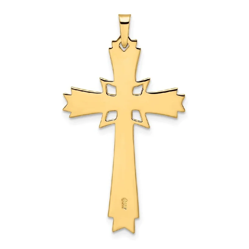 custom coordinate necklace for couples -Diamond2Deal 14K Yellow Gold Solid Fancy Cross Pendant (L-39.9mm, W-22.23mm)