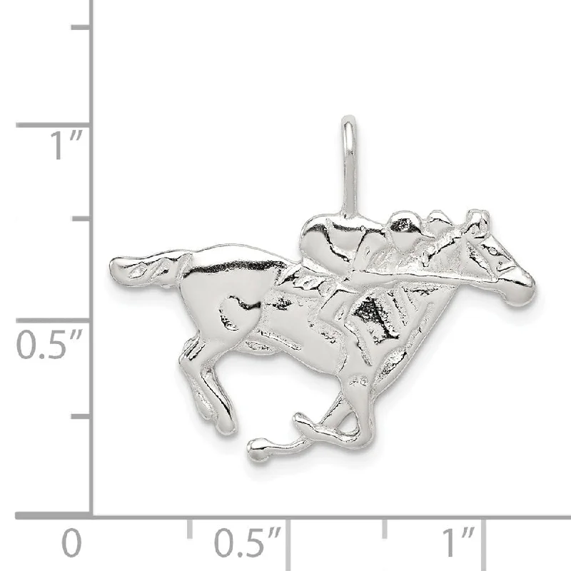 multi-strand necklace for women -Diamond2Deal 925 Sterling Silver Race Horse Charm