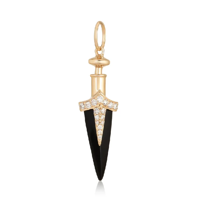 stylish gold chain necklace for women -DYLAN ONYX SWORD PENDANTS