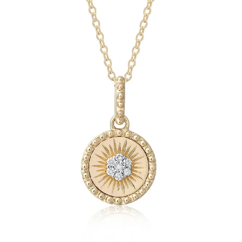 engraved heart pendant necklace for women -NUMI FLORAL BURST DISC NECKLACE