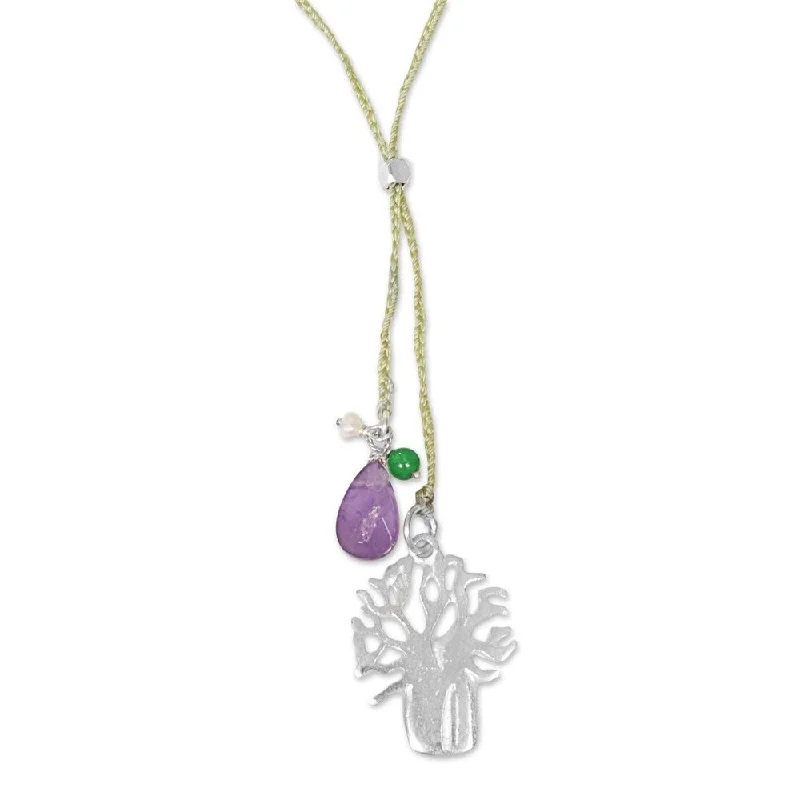 diamond heart necklace for women -Handmade Green Banyan Tree Sterling Silver Necklace (Indonesia)