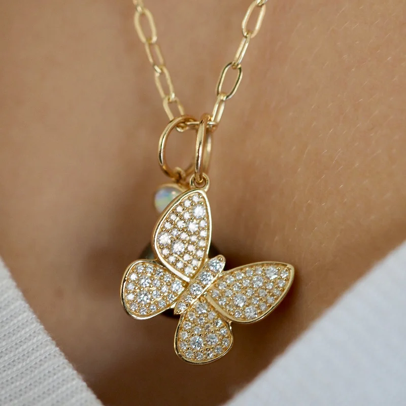 luxury gold necklace for women -IVY DIAMOND BUTTERFLY CHARM