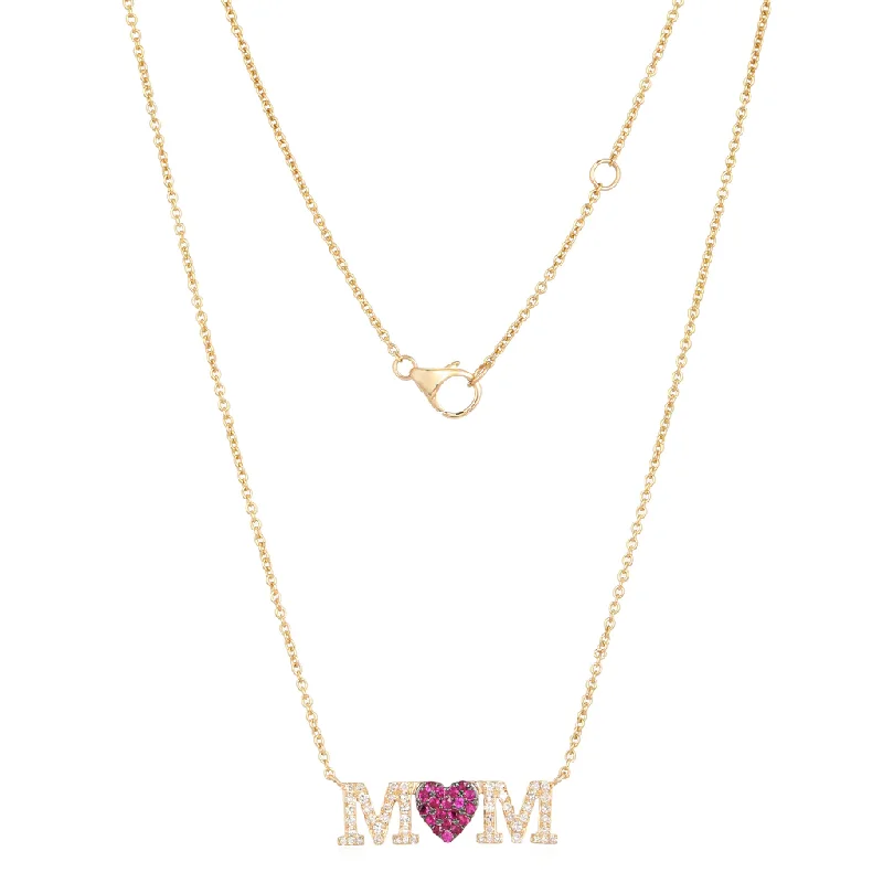 crystal pendant necklace for layering -MOM RUBY + DIAMOND NECKLACE