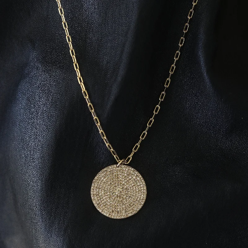 star charm necklace for women -LUNA PAVE DIAMOND DISC NECKLACE