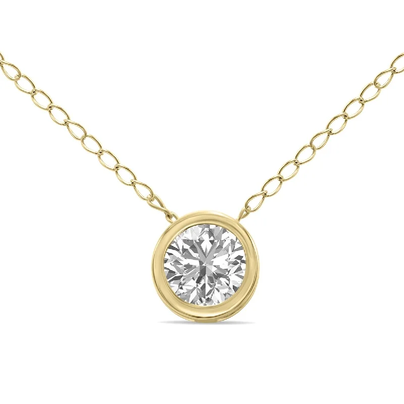 infinity love necklace for women -Marquee 1/4 Carat Lab Grown Diamond Bezel Pendant in 14K Yellow Gold