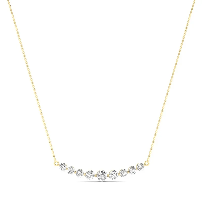 matching heart necklaces for couples -Marquee 1 Carat TW 9 Stone Diamond Bar Necklace in 14K Yellow Gold