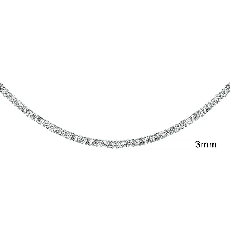 opal pendant necklace for women -Marquee 15 Carat TW Straight Line Lab Grown Diamond Necklace in 14K White Gold