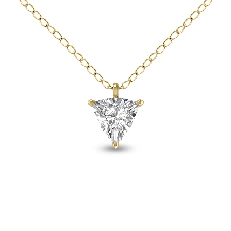 customized gold necklace for women -Marquee Lab Grown 1/2 Carat Trillion Shaped Solitaire Diamond Pendant in 14K Yellow Gold