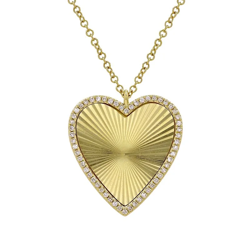 custom engraved love necklace -MAYSEN  FLUTED HEART  NECKLACE