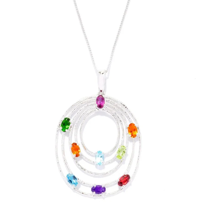 star charm necklace for women -Multi-gemstone Tiered Oval Pendant Necklace