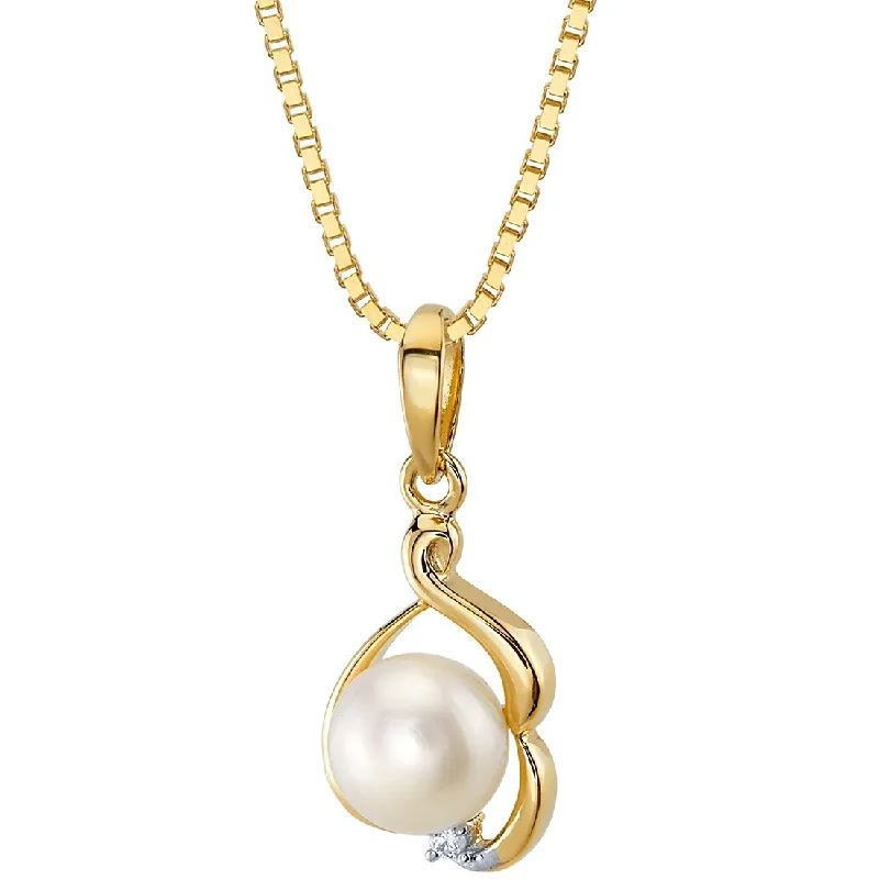 simple gold pendant necklace -Oravo 14k Yellow Gold Freshwater Pearl 6mm Solitaire Pendant Necklace