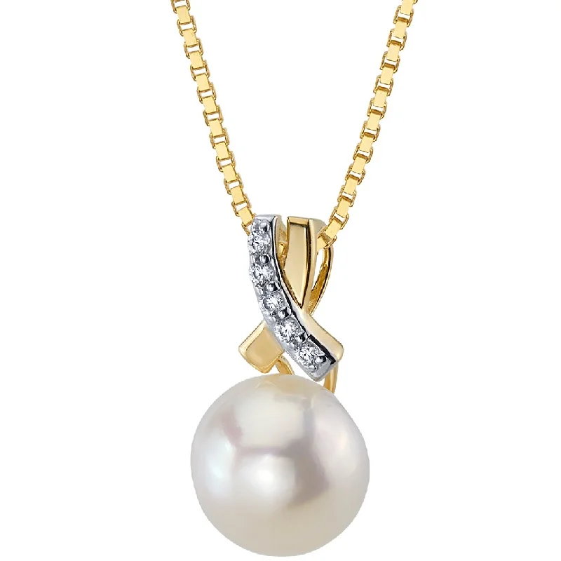 classic chain necklace for men -Oravo 14k Yellow Gold Freshwater Pearl Open Infinity Pendant Necklace